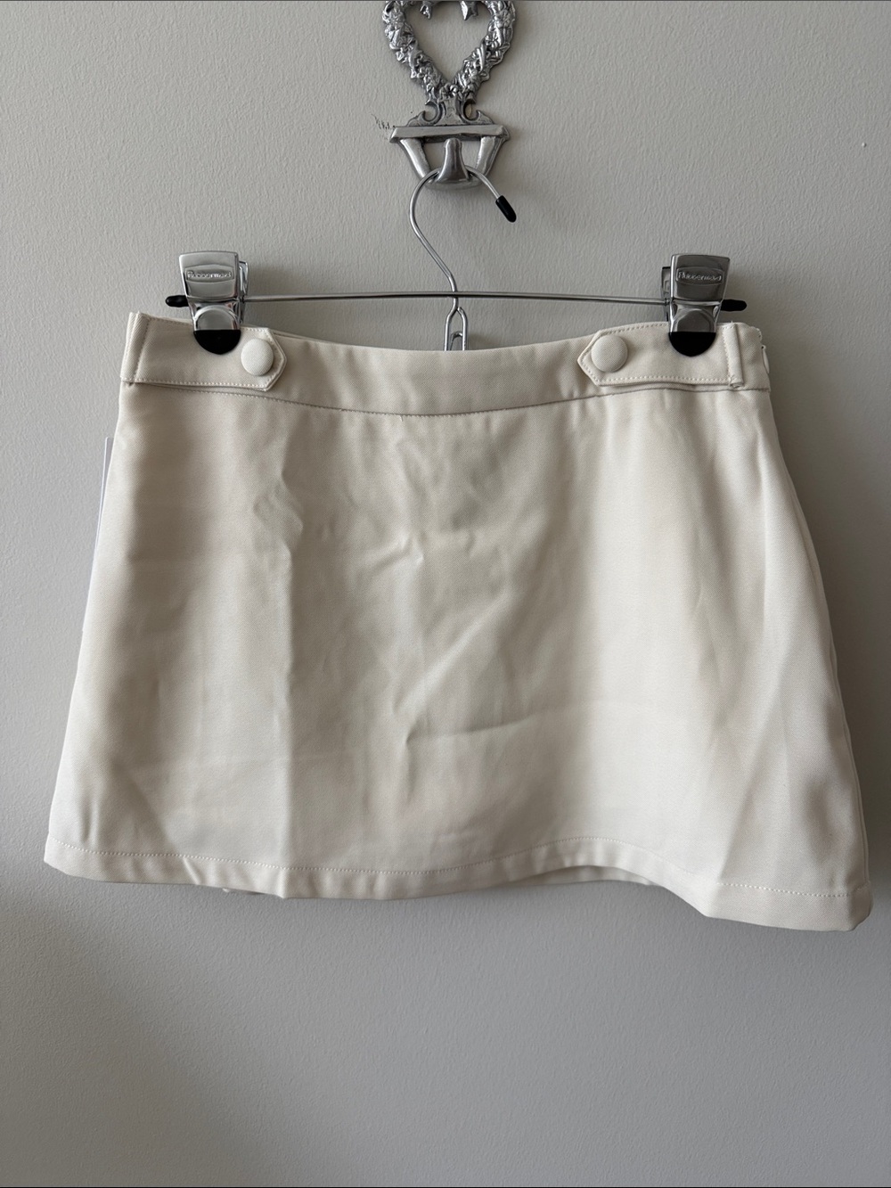 Princess Polly Cream A-Line Mini Skirt with Button Trim